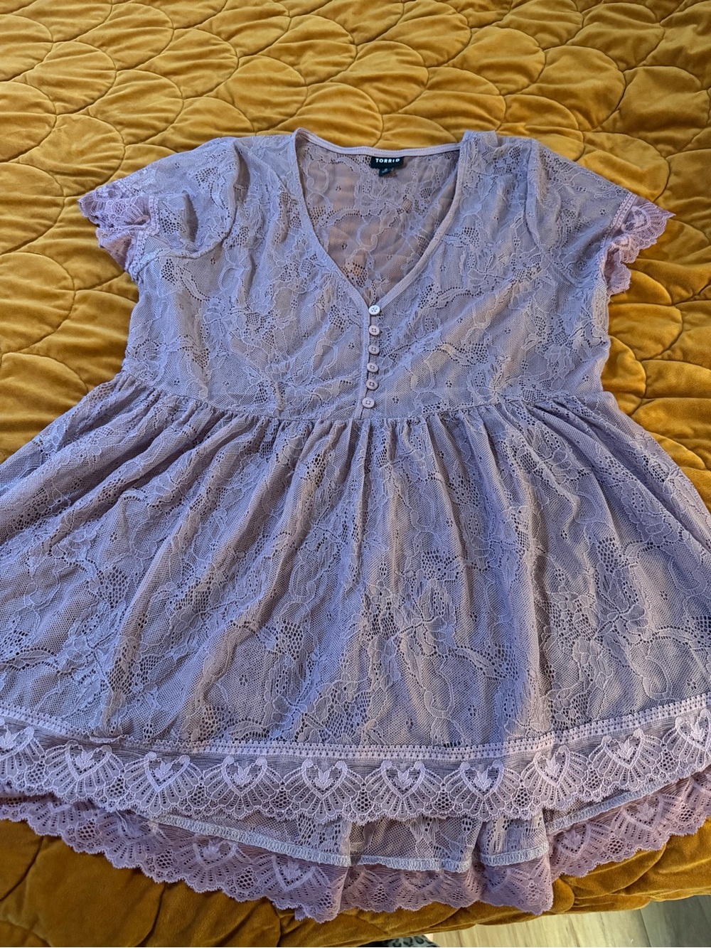 torrid Lavender Lace Button-Front Peplum Dress